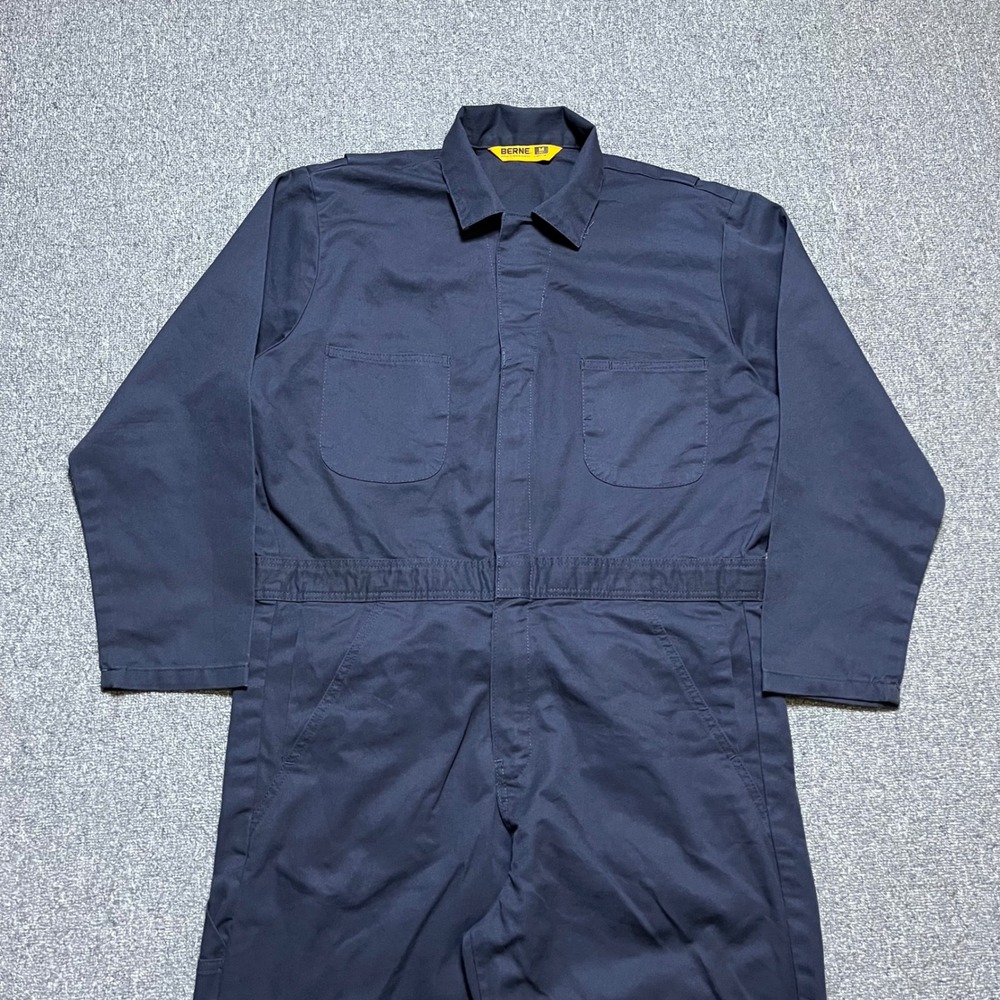 Berne Workwear Coveralls Size M Short Navy Blue Utility Jumpsuit Mechanic Cargo